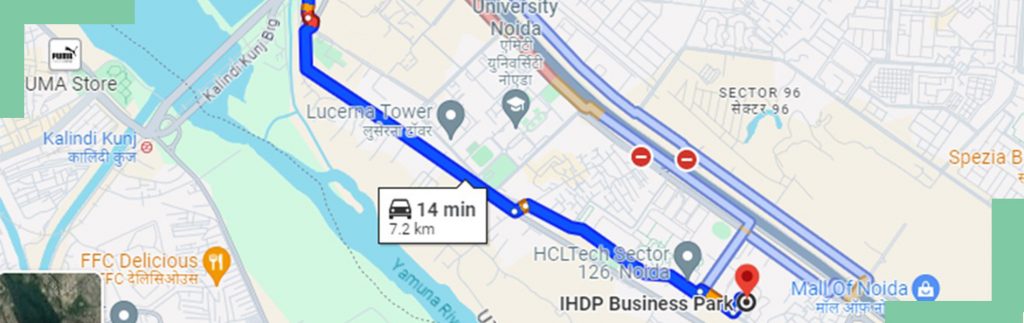 IHDP Business Park Noida is 14 minutes away from Noida Film City